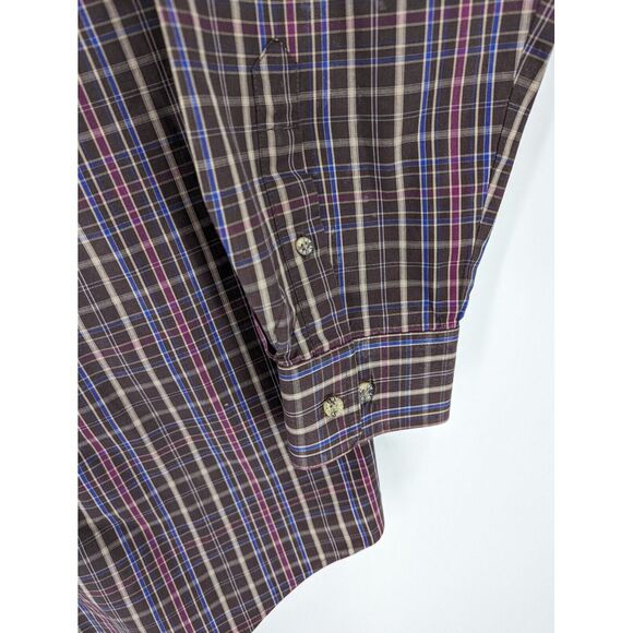 Ariat Pro Series Men's Brown Plaid Checked Button Down Long Sleeve Shirt, XL - Picture 3 of 11